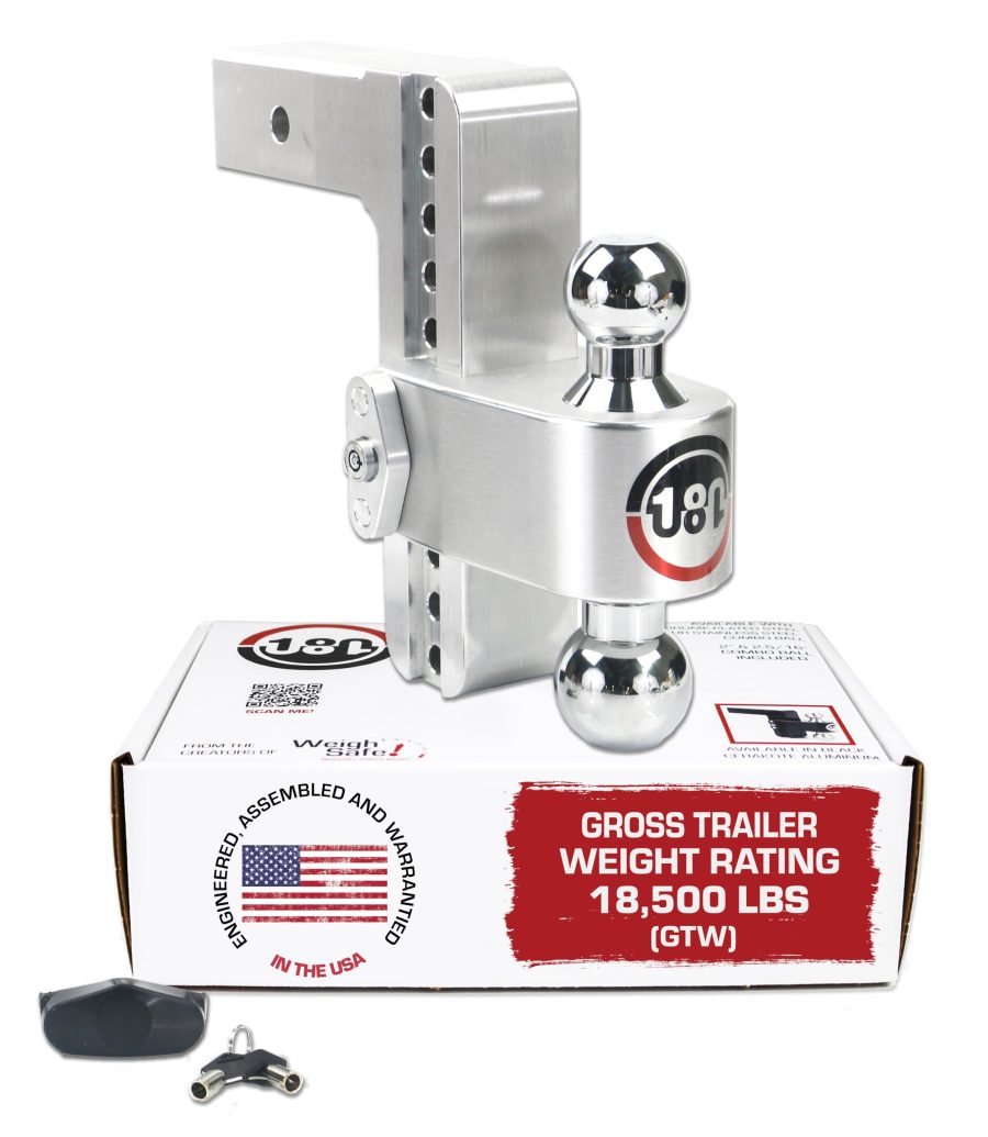 WEIGH SAFE CTB8-2.5 Adjustable Trailer Hitch Ball Mount - 8 INCH Adjustable Drop Hitch for 2.5 INCH Receiver - Premium Heavy Duty Aluminum Trailer Tow Hitch w/Chrome Plated Tow Balls (2 INCH & 2 5/16 INCH) - 18,500 GTW