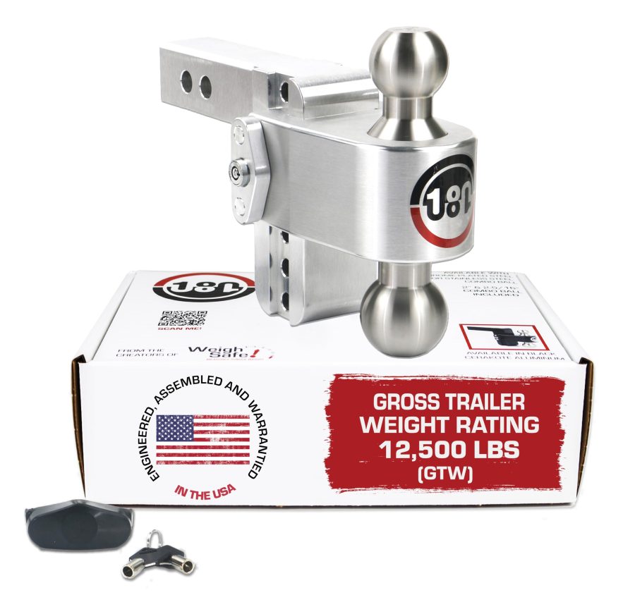 WEIGH SAFE LTB4-2 Adjustable Trailer Hitch Ball Mount - 4 INCH Adjustable Drop Hitch for 2 INCH Receiver - Premium Heavy Duty Aluminum Trailer Tow Hitch w/ Stainless Steel Tow Balls (2 INCH & 2 5/16 INCH) - 12,500 lbs GTW