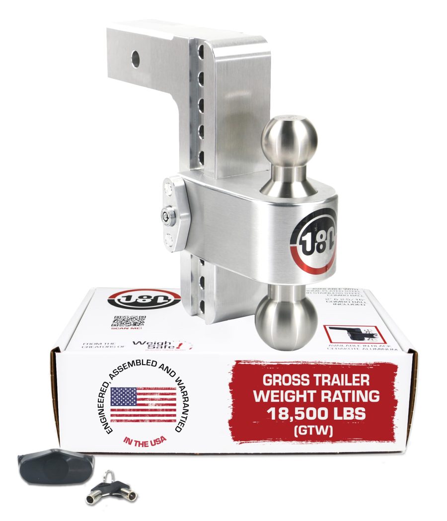 WEIGH SAFE LTB8-2.5 Adjustable Trailer Hitch Ball Mount - 8 INCH Adjustable Drop Hitch for 2.5 INCH Receiver - Premium Heavy Duty Aluminum Trailer Tow Hitch w/ Stainless Steel Tow Balls (2 INCH & 2 5/16 INCH) - 18,500 lbs GTW