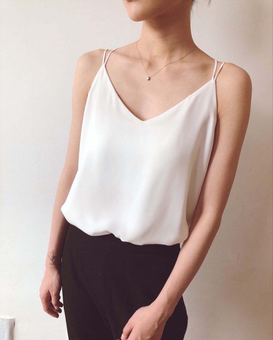 WHITE Summer Chiffon Top Sleeveless V-Neck Chiffon Tank Wedding Bridesmaid Tops