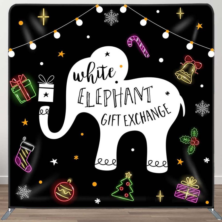 White Elephant Gift Exchange Xmas Pillow Case Backdrop - Aperturee