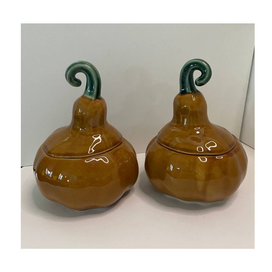 Williams Sonoma Gourd Soup Bowls, Autumn Harvest, 2 bowls with 2 lids