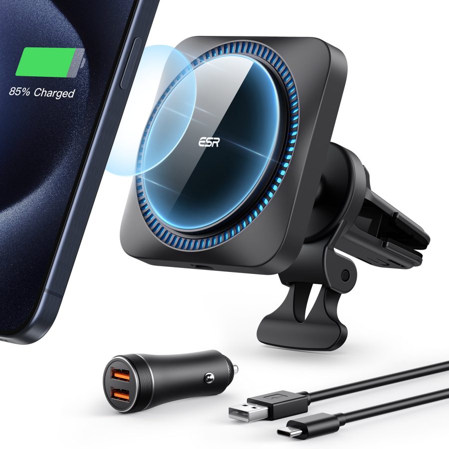 Wireless Car Charger with CryoBoost (HaloLock) Wireless Charger with 36W Adapter