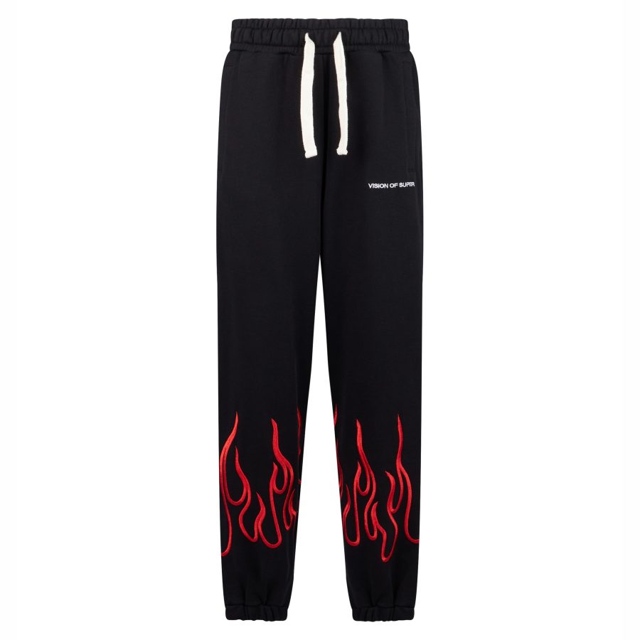 Women's Lightweight Tracksuit Pants Embroidered Flames Pants