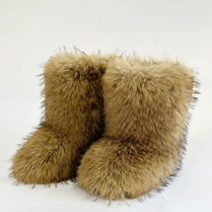 Women's Snow Boots Faux Fur Round Toe Winter Boots