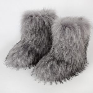 Women's Snow Boots Faux Fur Round Toe Winter Boots