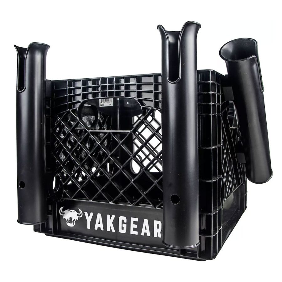 YAKGEAR 01-0006-01 ANGLERS CRATE KIT - BASIC V2, 13 Inch x 13 Inch; Black; Plastic; Basic Angler Kit; With YakGear Logo; With Build-A-Crate Double Rod Holder/ YakGear Accessory Pouch/ 1.5 Pound Grapnel Anchor Kit/ Two Utility Leashes