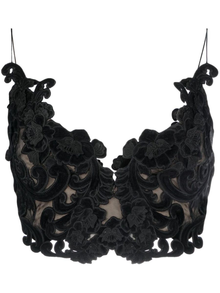 ZIMMERMANN WOMEN Floral-Embellished Top Black