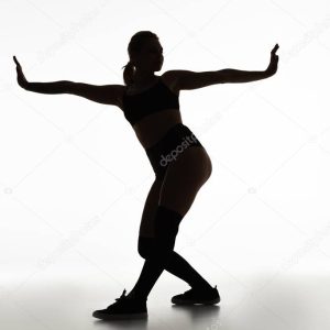 silhouette of sexy girl twerking isolated on white