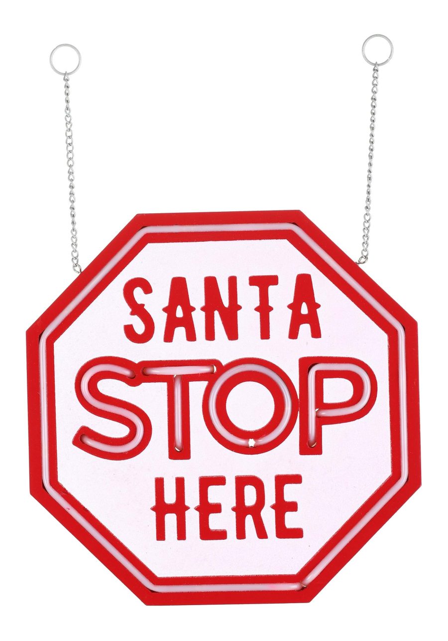 10 inch LED Santa Stop Here Sign