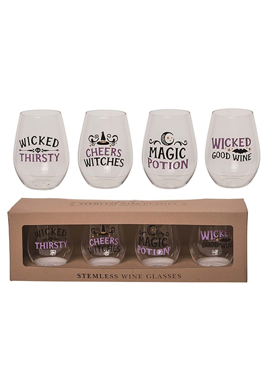 18 Ounce Witchy Stemless Wine Glass Set