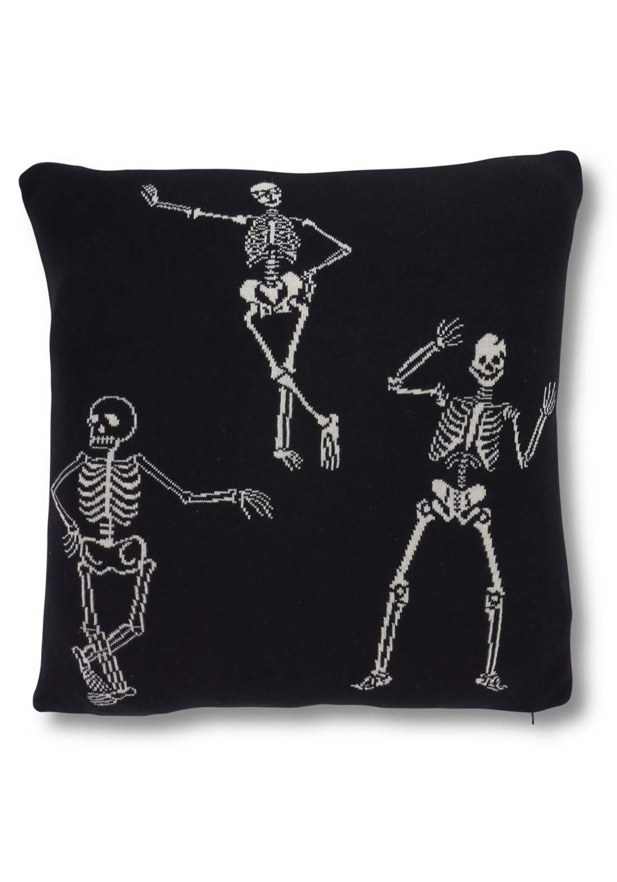 20 Cotton Knit Black & Cream Skeleton Pillow