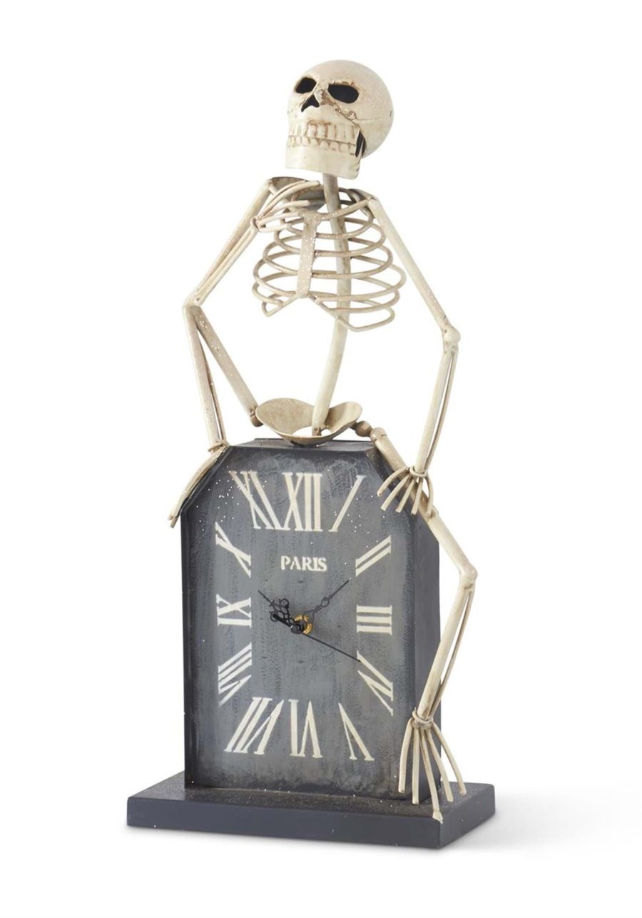 21.5 Tombstone Clock with Skeleton Decoration