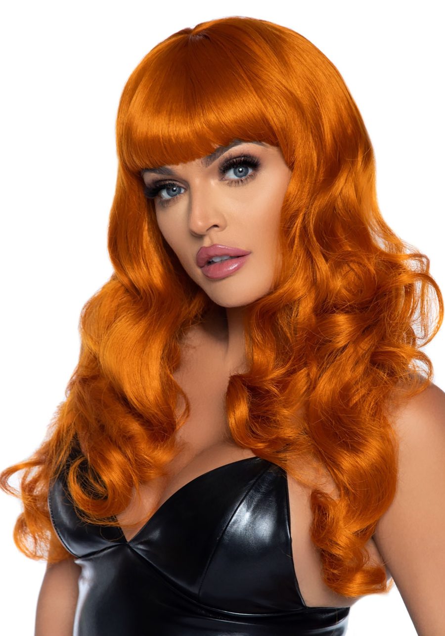 24 Long Wavy Bang Ginger/Orange Wig