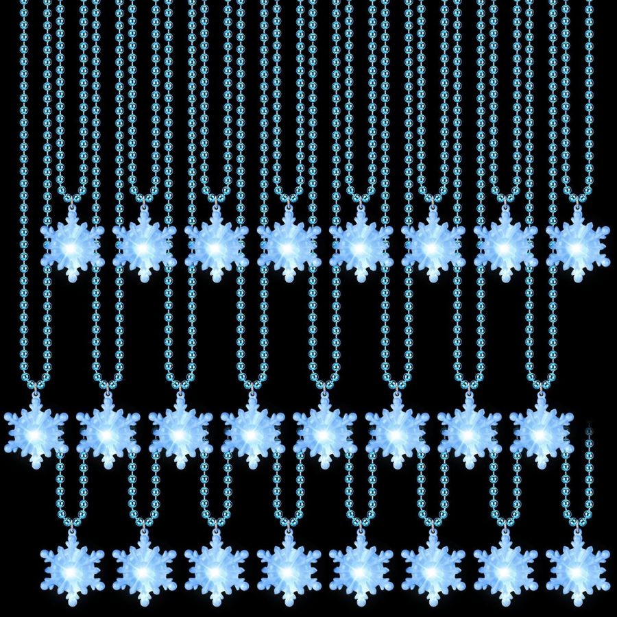 24 Pcs Christmas Light Up Snowflake Necklaces Bulk Winter Party Flashing Princes