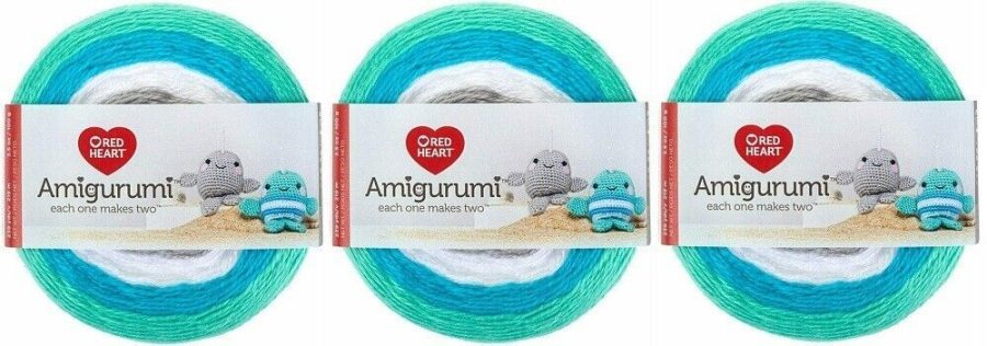 (3 Ct) Red Heart Amigurumi Yarn Kit - NED & NORMAN NARWHAL - Skill Level: Easy