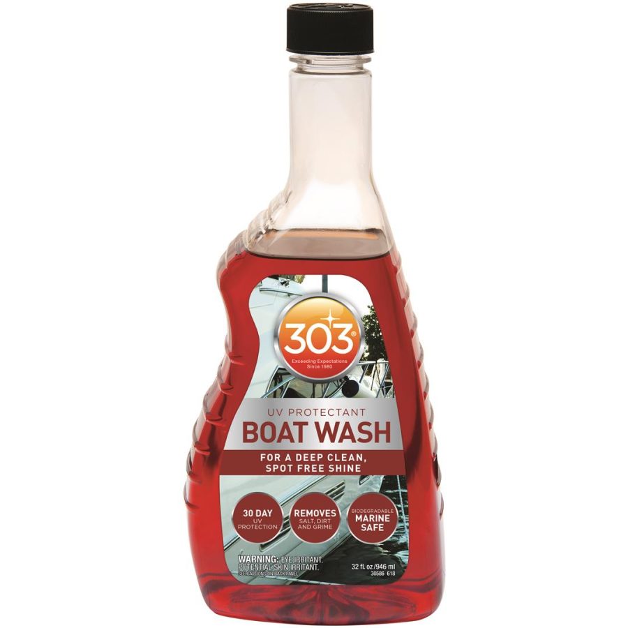 303 30586 Marine Boat Wash with UV Protectant - For A Deep Clean, Spot Free Shine - 30 Day UV Protection - Removes Salt, Dirt, And Grime - Marine Safe, 32 fl. oz.