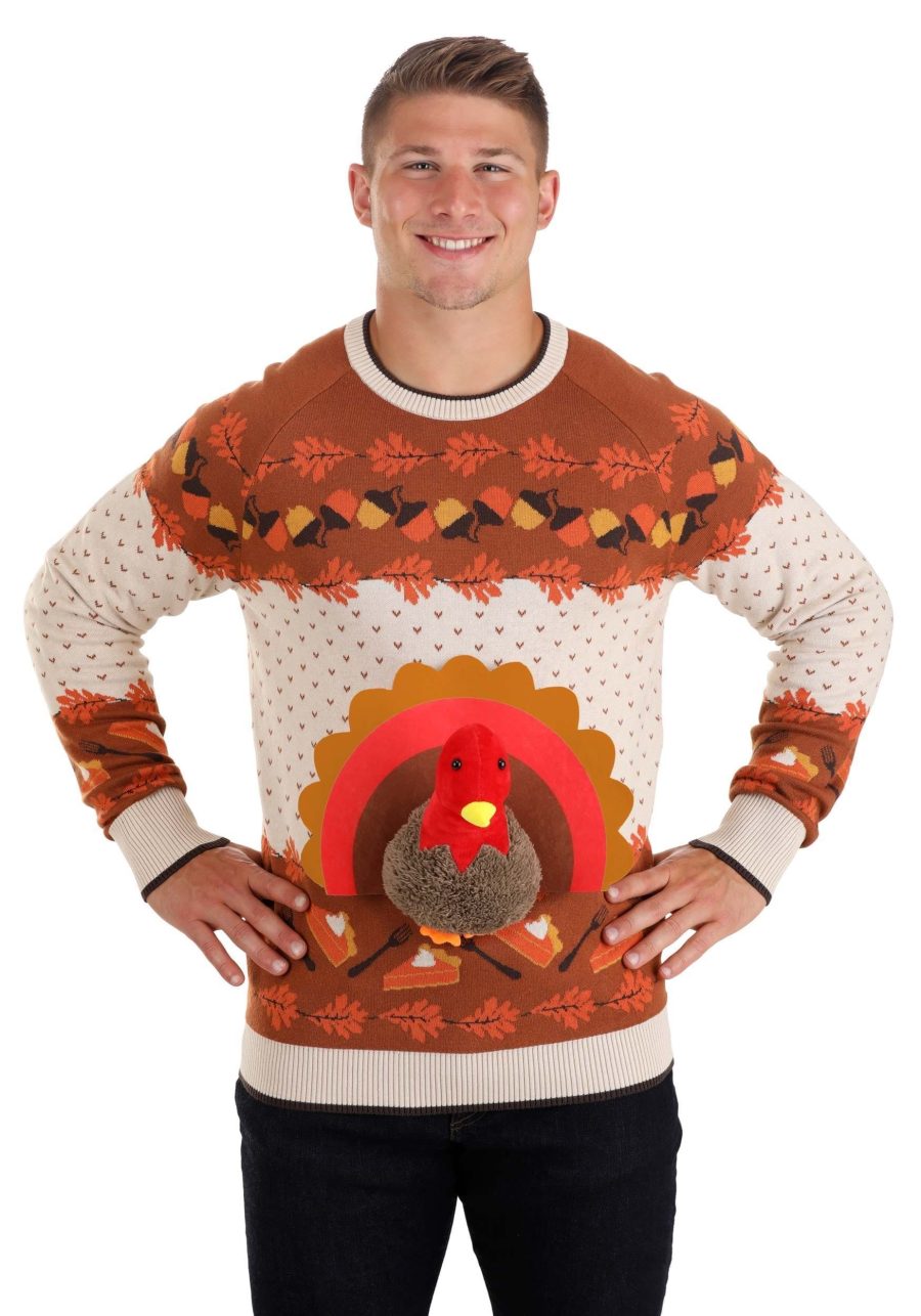 3D Turkey Ugly Holiday Sweater for Adults