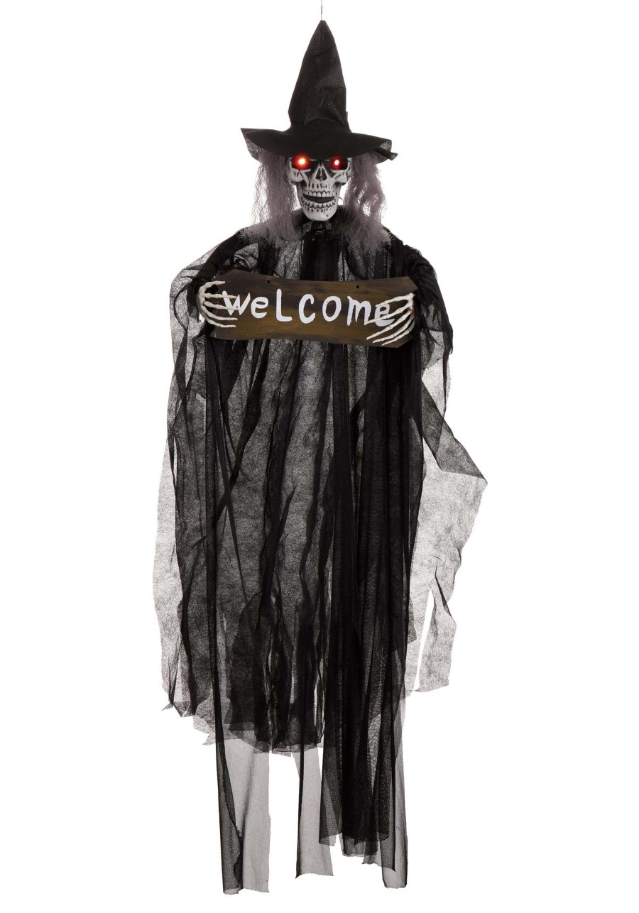 40-Inch Hanging Witch Welcome Decoration