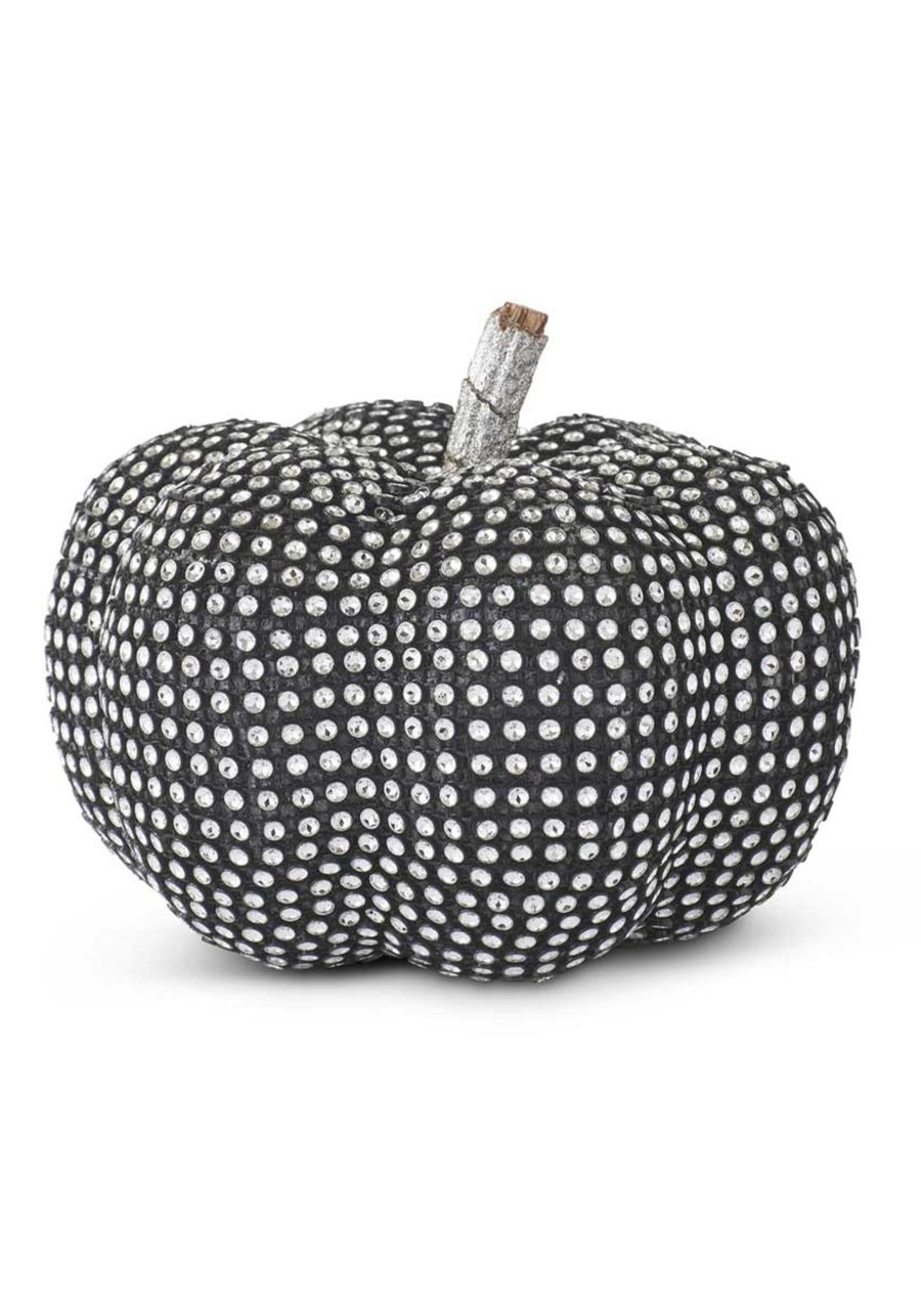 5 Black Pumpkin with Rhinestones Decoration