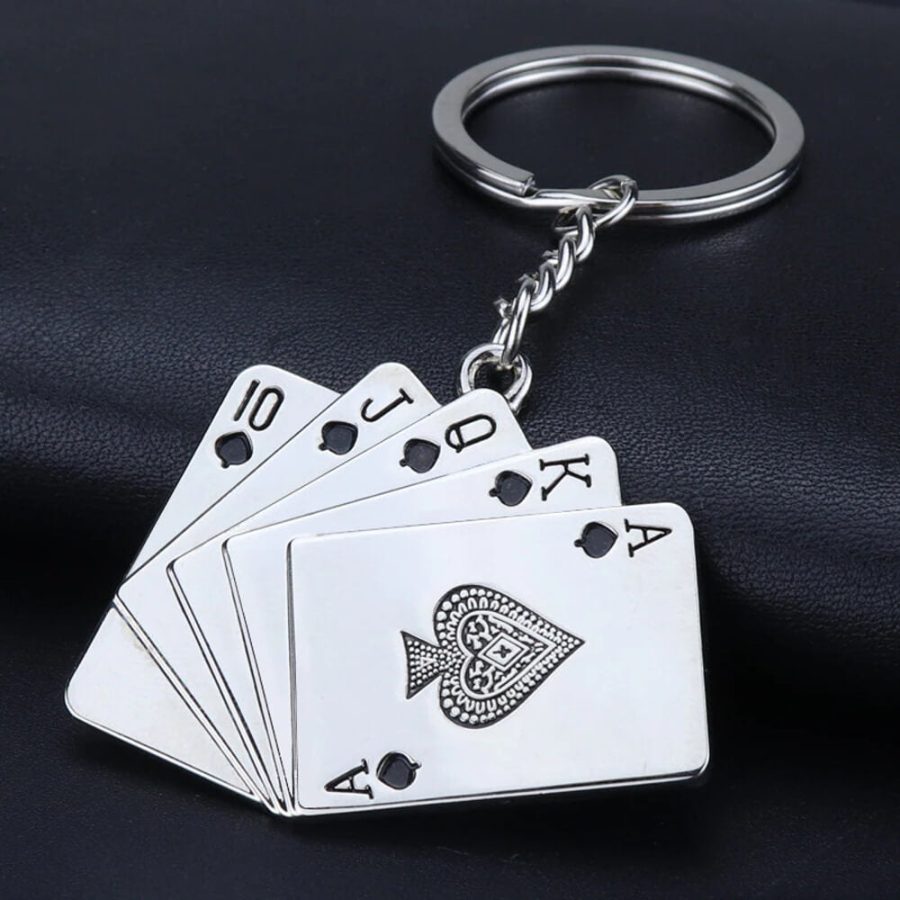 5 Playing Card Keychain For Car Guys