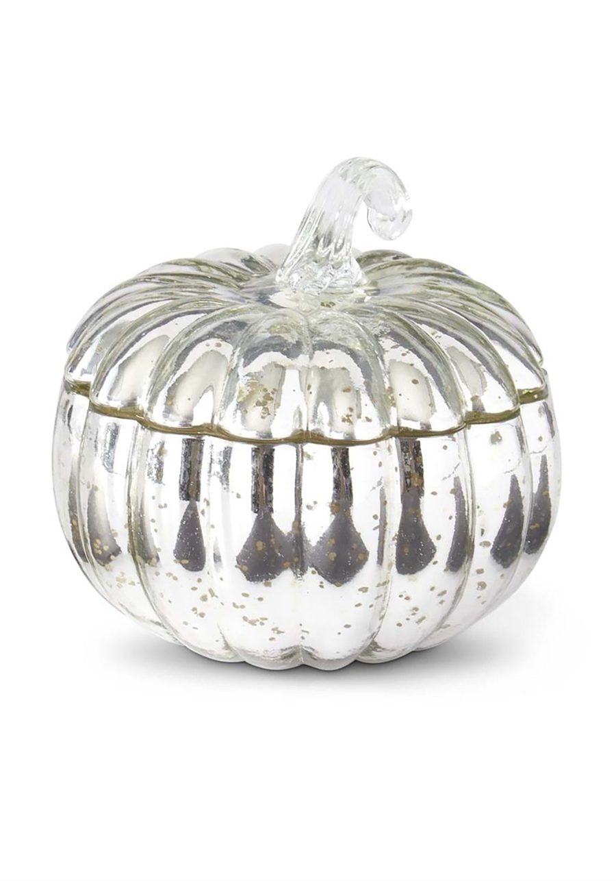 5.5 Silver Mercury Glass Pumpkin Candle Decoration