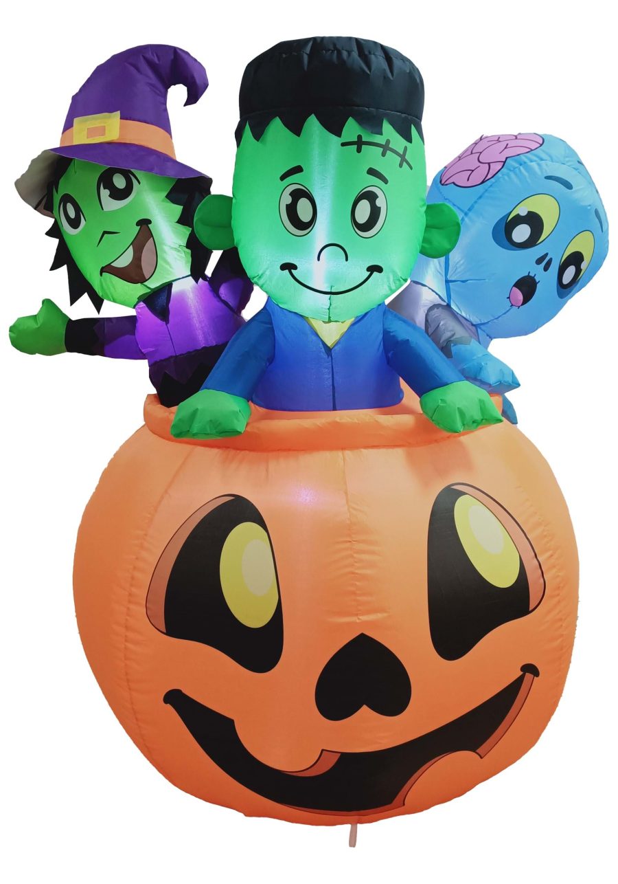 5FT Three Characters on Pumpkin Inflatable Decoration