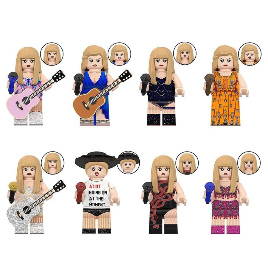 8Pcs The Eras Tour Taylor Swift Minifigures Female Singer Superstar Mini Blocks