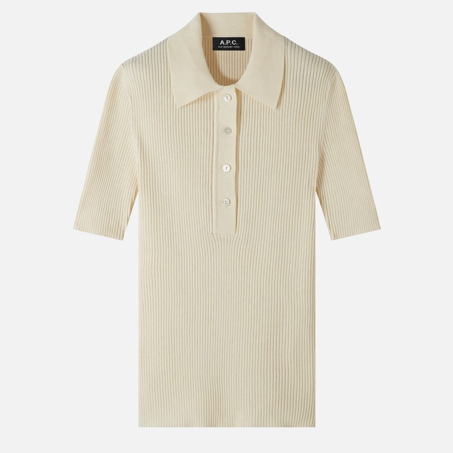 A.P.C Danae Ribbed Cotton-Jersey Polo Top - M