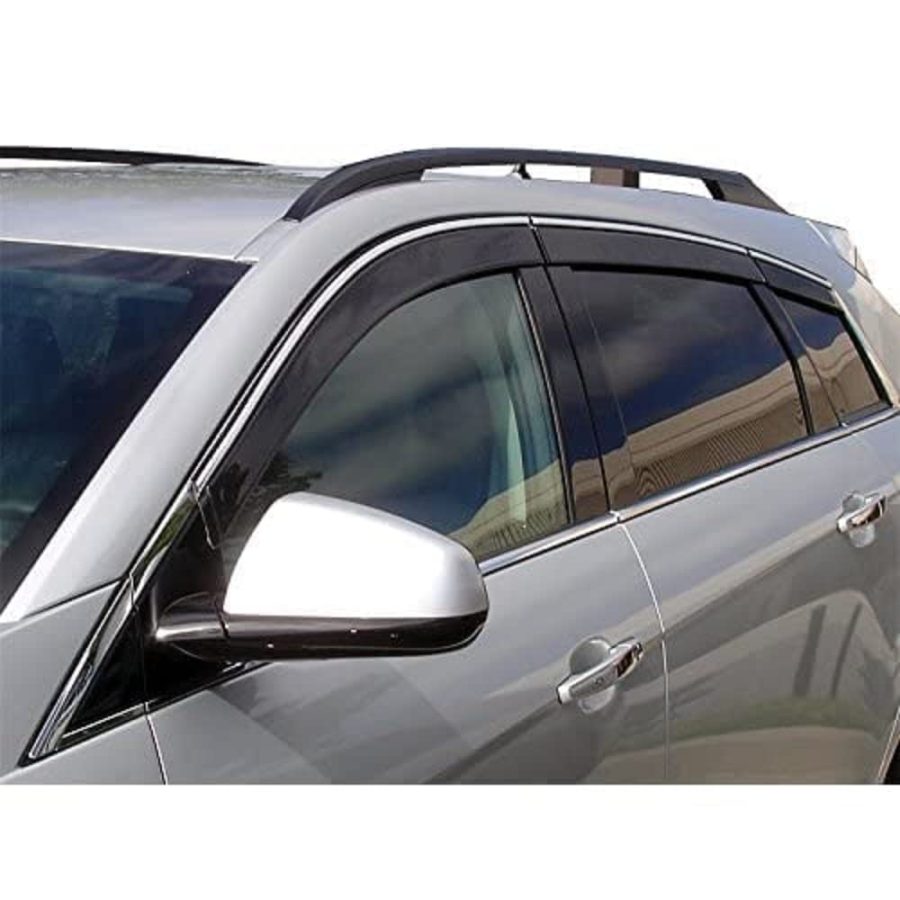 AVS 794052 Low Profile Ventvisor / Rain Guard | Fits 2021 - 2024 Nissan Rogue, Smoke w/Chrome Trim, 4 pcs.