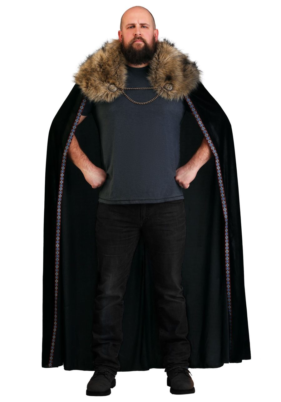 Adult Black Faux Fur Collar Viking Cape