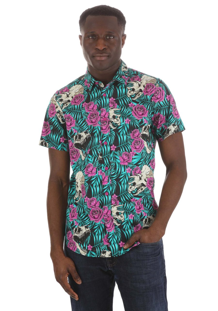 Adult Dinosaur Bones Button Up Shirt