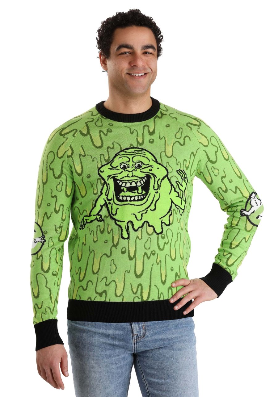 Adult Ghostbusters Slimy Salutations Slimer Sweater