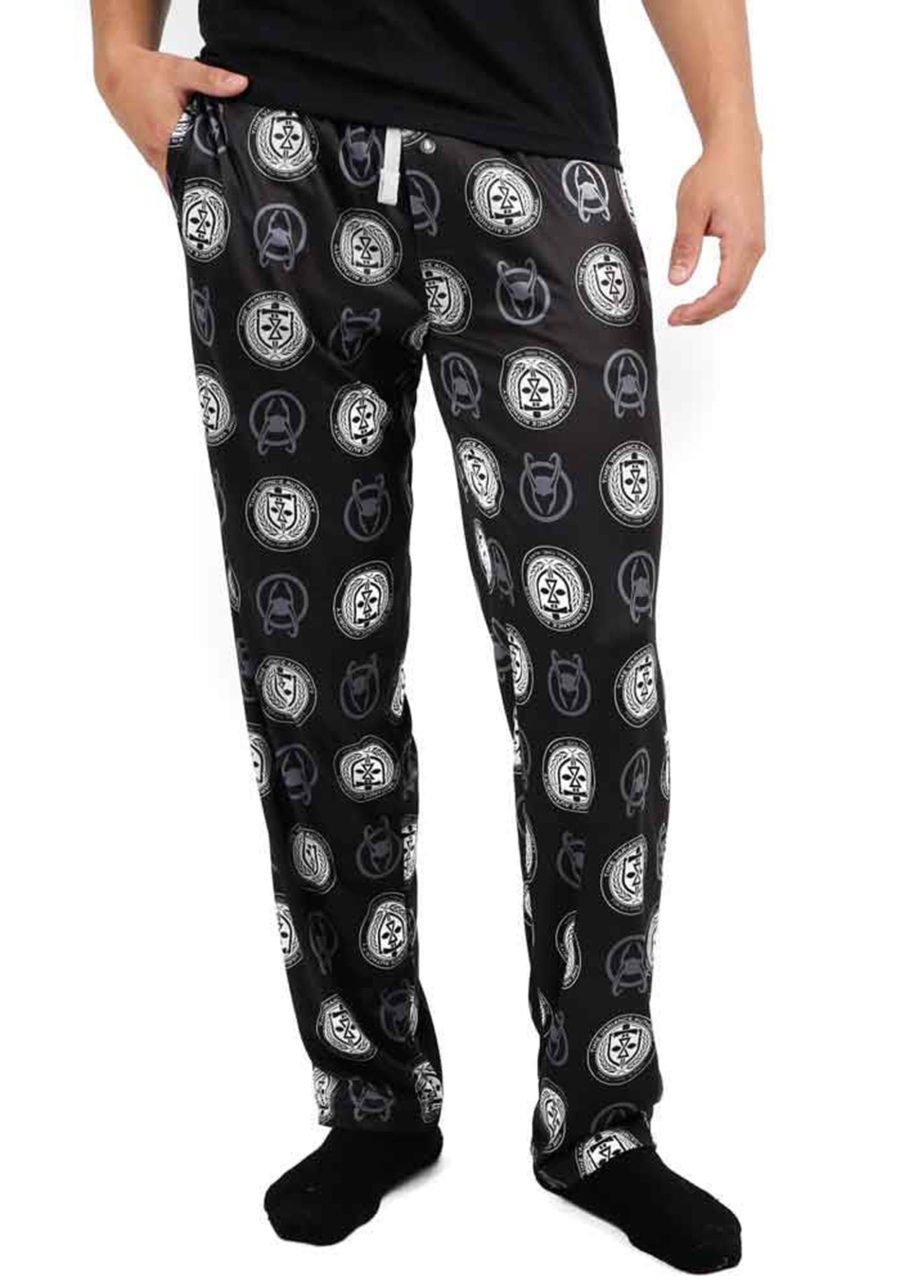 Adult Marvel Loki Helmet and TVA Logo Sleep Pants