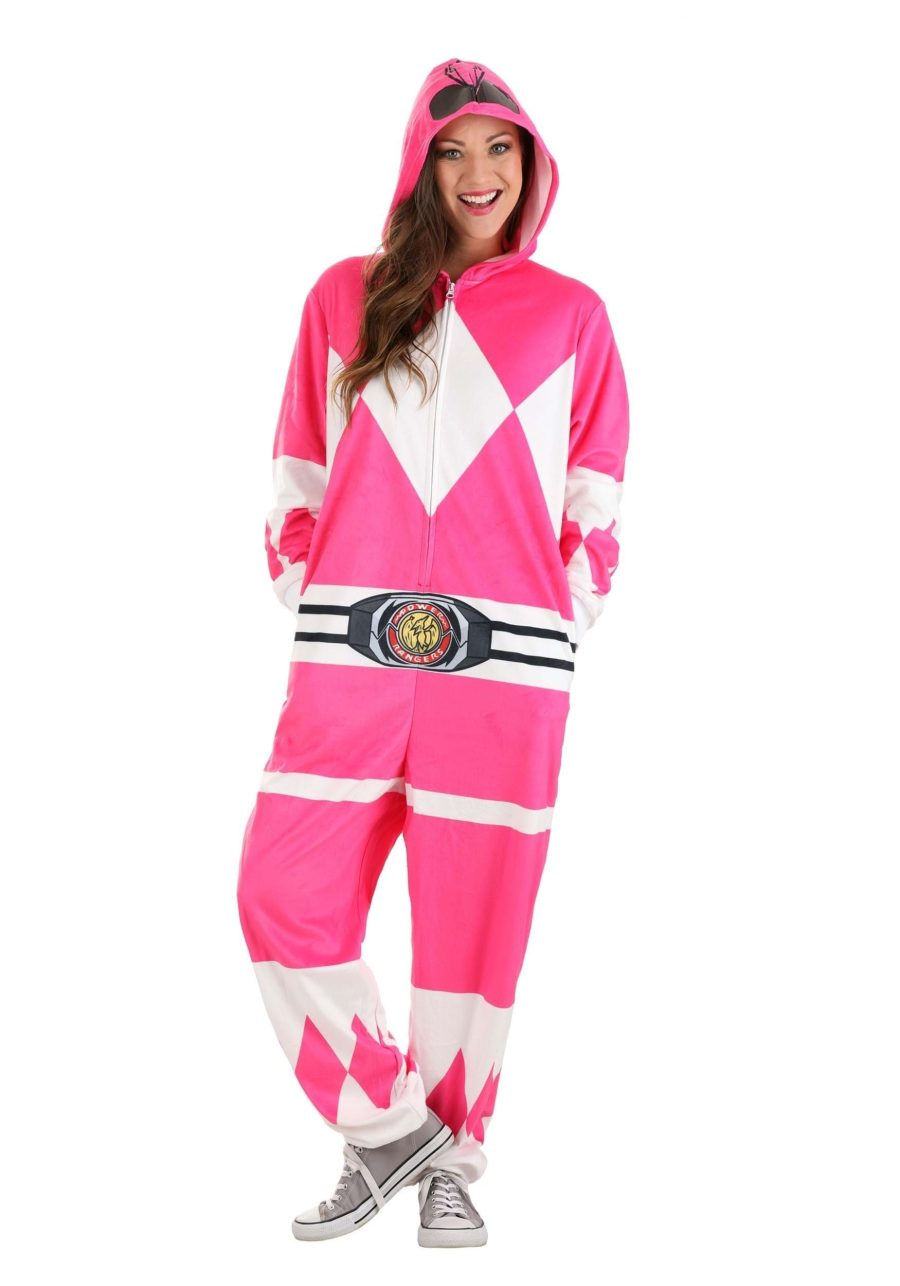 Adult Power Rangers Pink Ranger Hooded Union Suit