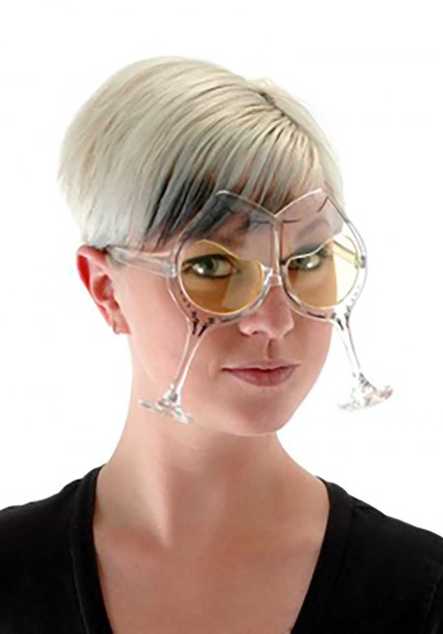 Adult Wine Goblet Eyeglasses: Clear/Yellow