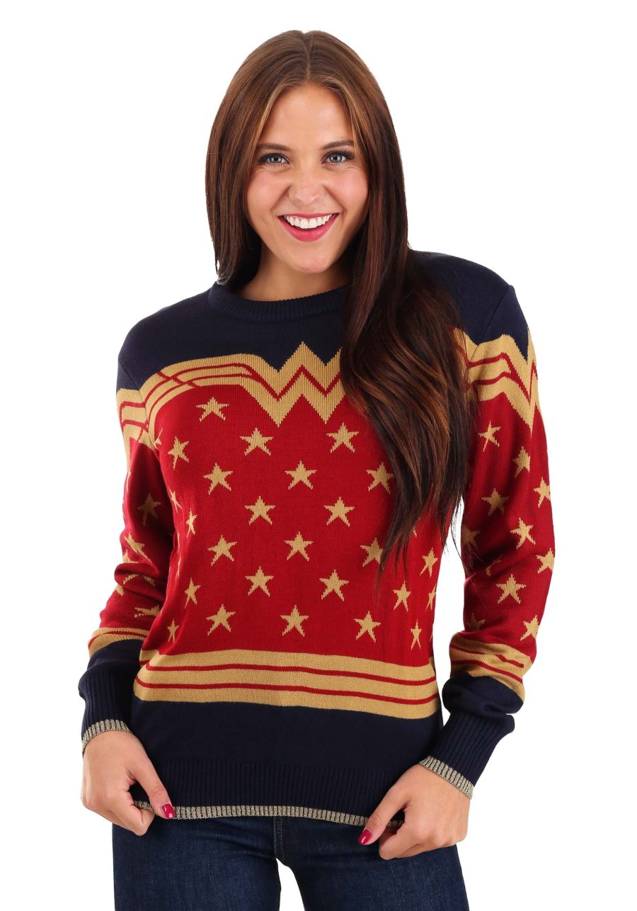 Adult Wonder Woman Dark Blue Ugly Sweater