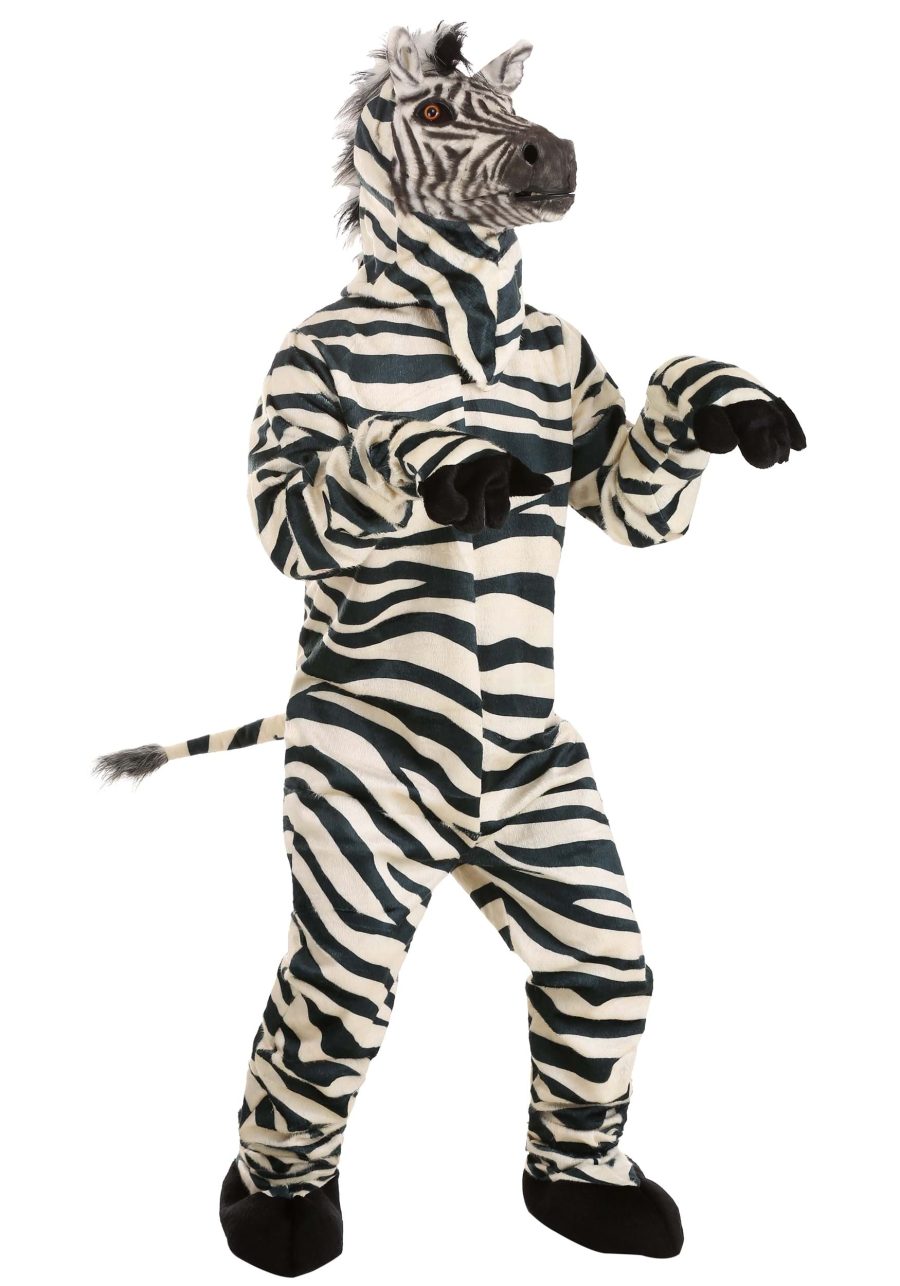 Adult Zebra Mascot with Mouth Mover Mask