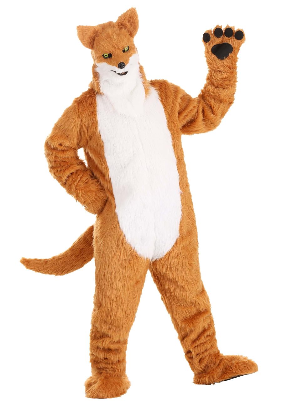 Adult's Fox Mascot Costume With Mouth Mover Mask