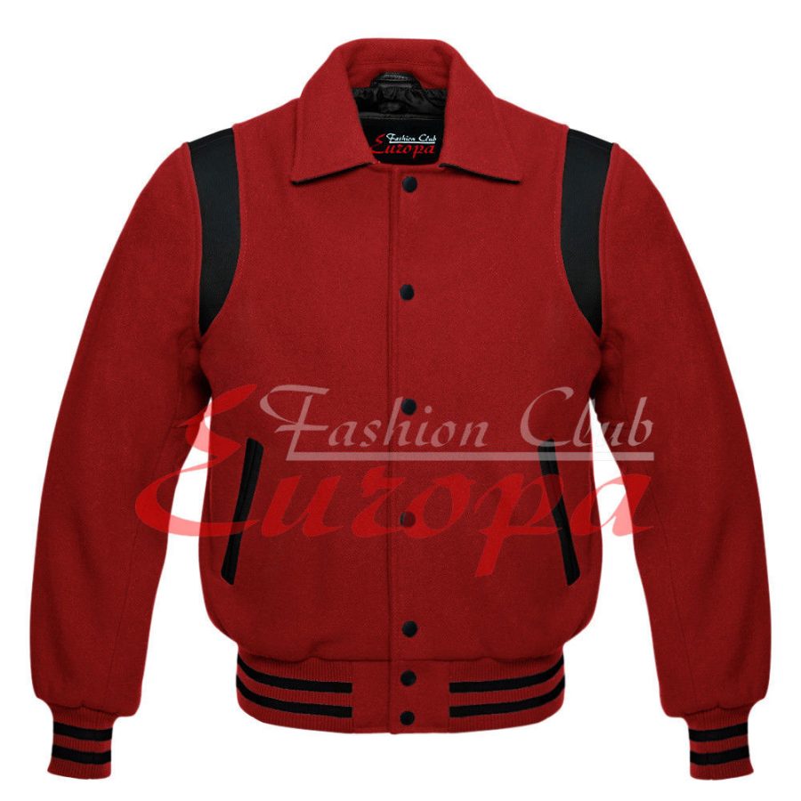 American Varsity College Letterman Full Wool Jacket with Leather Strap XS-7XL