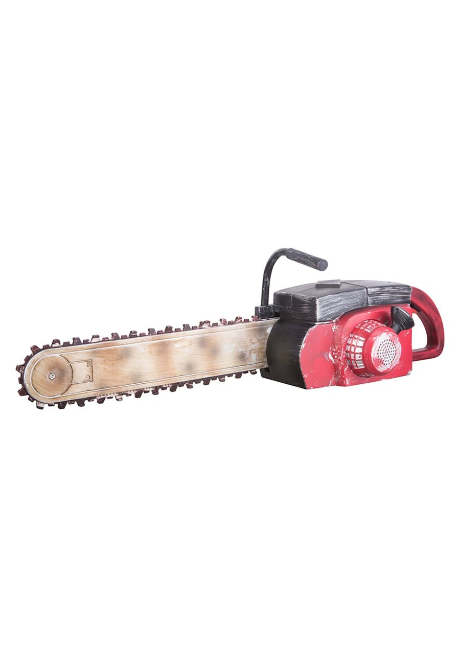 Animated Red Rusted Finish Chainsaw Decoration