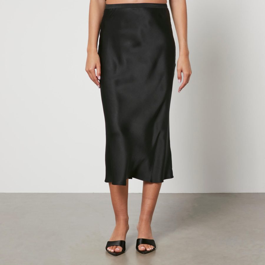 Anine Bing Silk-Satin Midi Skirt - XS