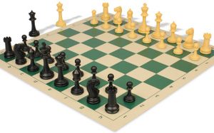 Archer's Bag Master Series Triple Weighted Plastic Chess Set Black & Camel Pieces - Camo