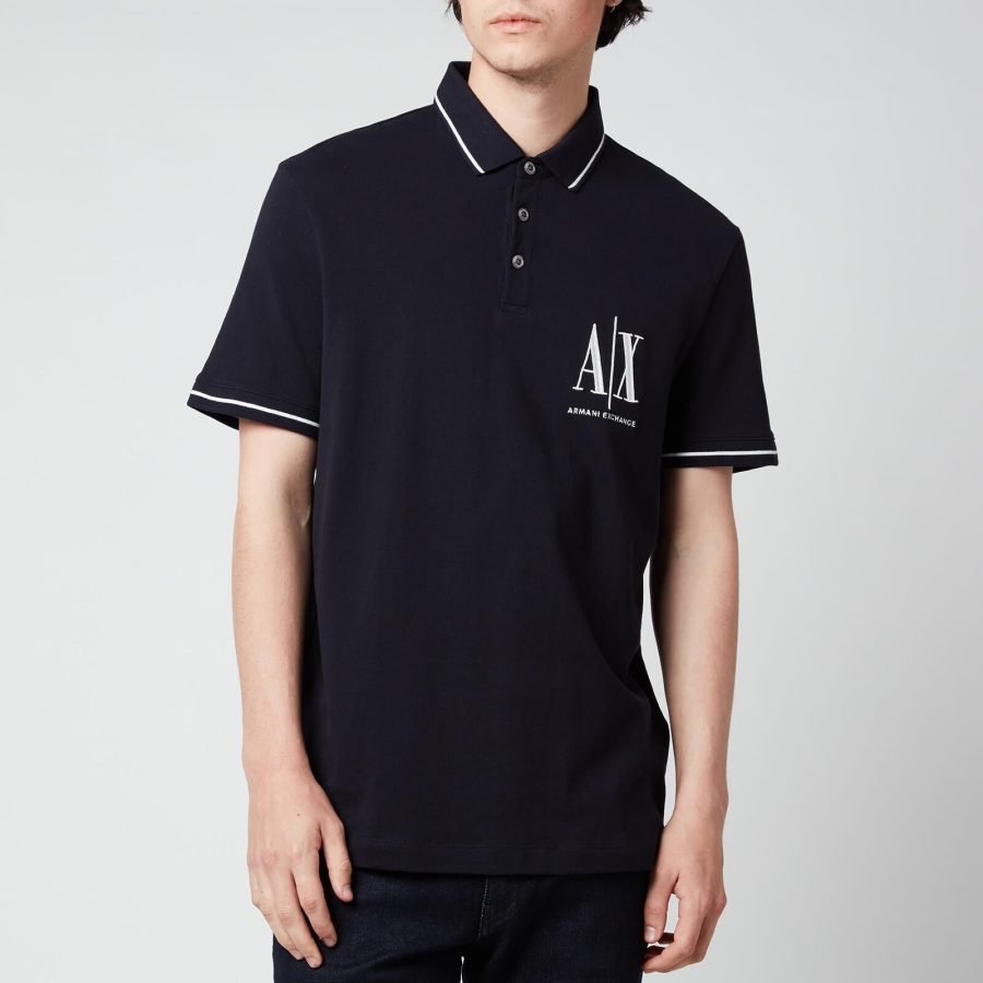 Armani Exchange Men's AX Logo Tipped Polo Shirt - Black - S