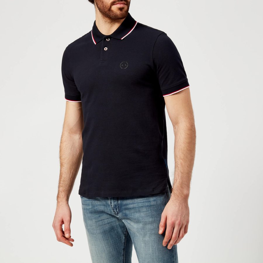 Armani Exchange Men's Tipped Polo Shirt - Navy - S