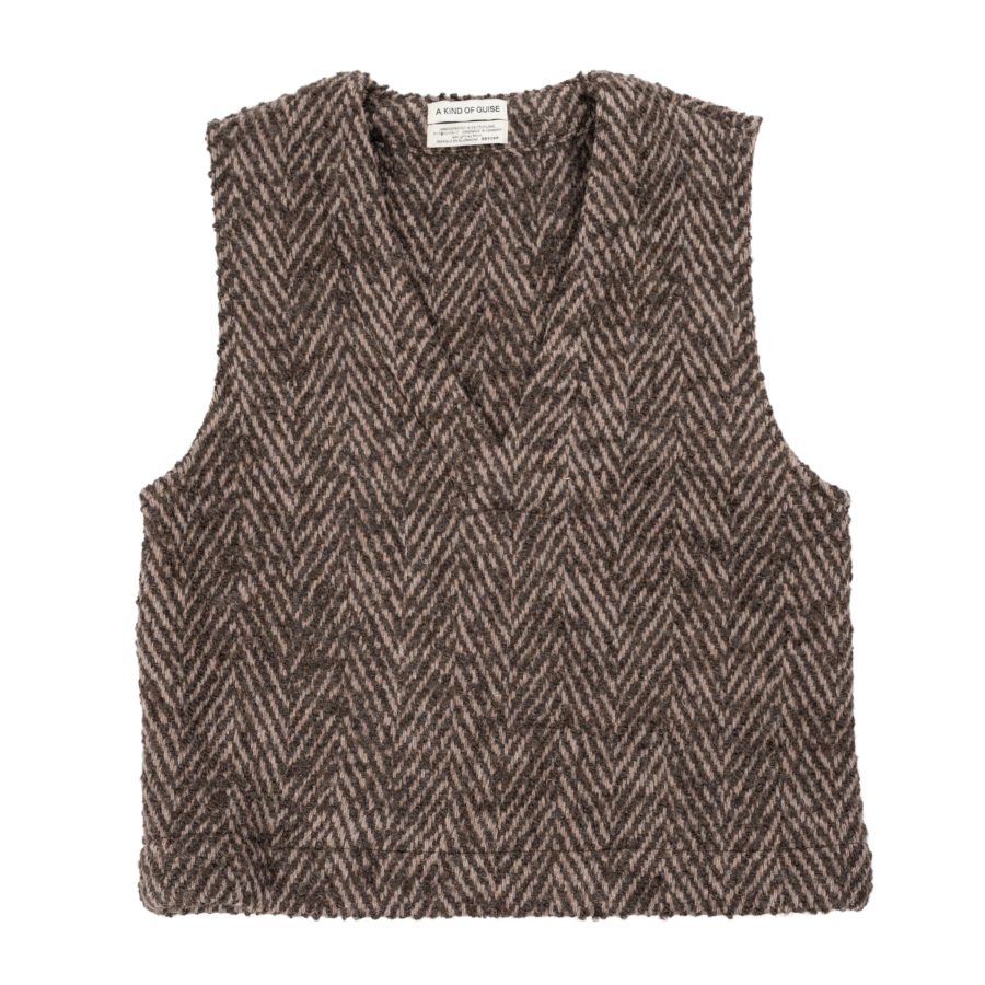 Ayavi Vest in Bold Brown Herringbone