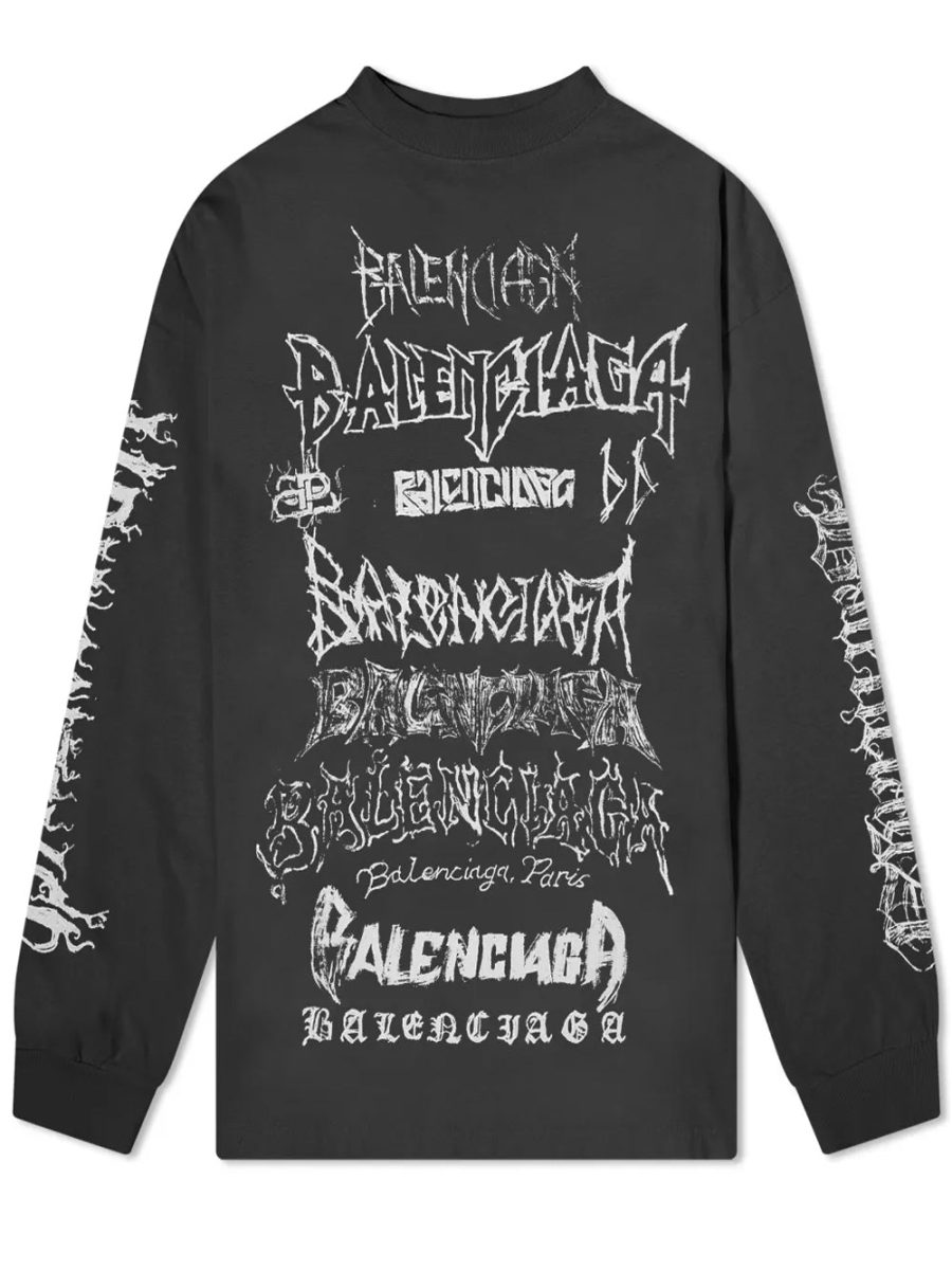 BALENCIAGA Graffiti-Logo Long-Sleeve T-Shirt Black