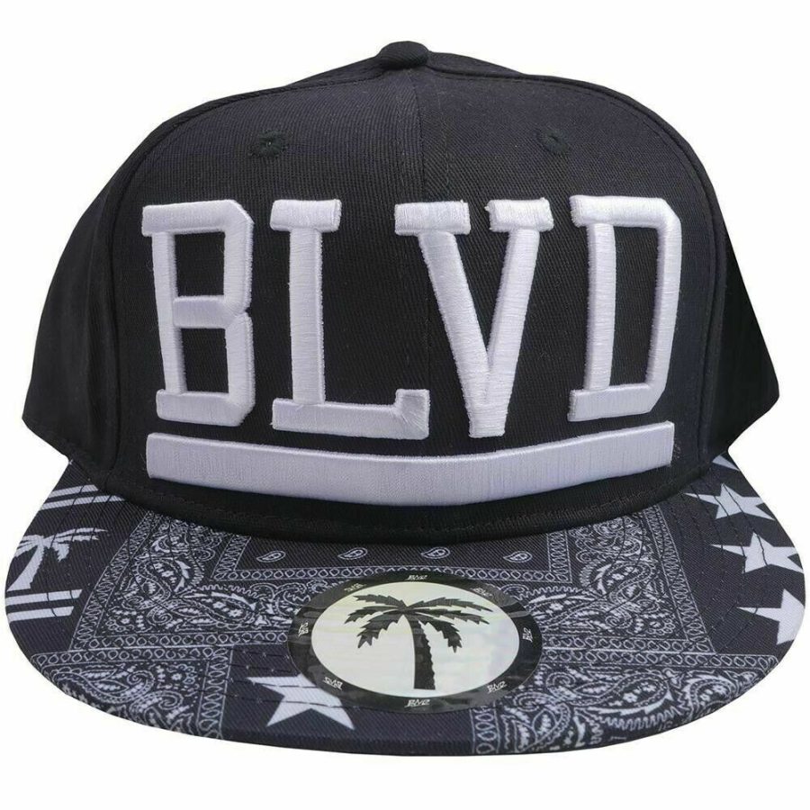 BLVD Supply Co. The Rag Palm Tree Adjustable Snapback Black Flat Bill Cap Hat