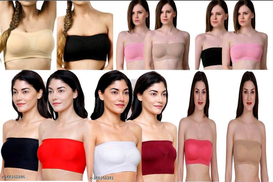 Bandeau Bra Pack Of 2 Bras Tube Bra Multicolor Strap less Crop Top Unpadded Bra