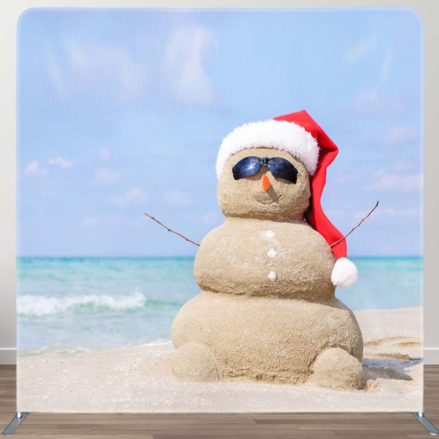 Beach Sandyman Christmas In July Pillow Case Backdrop - Aperturee